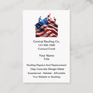 Roofing And Construction Patriotic Theme Business Card