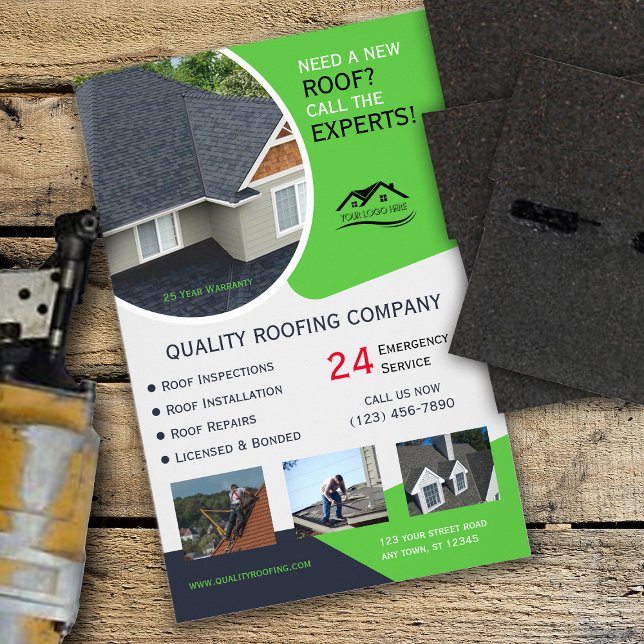 Roofing and Repair Business Green Flyer (Creator Uploaded)