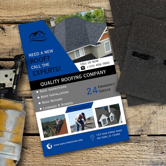 Roofing Business Blue Flyer (Creator Uploaded)
