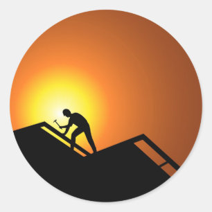 Roofing Classic Round Sticker