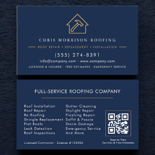 Roofing Company Contractor QR Code Business Card
