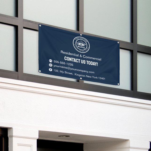 Roofing Company | Custom Logo Services Banner (Outside Building)