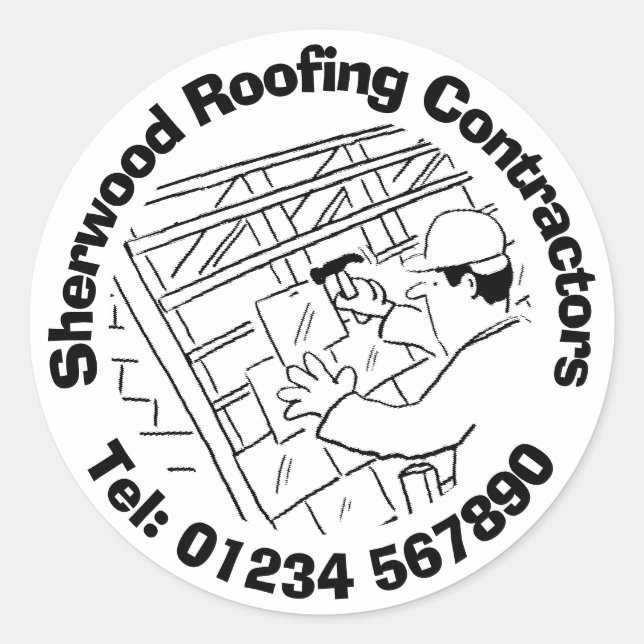 Roofing Company Roof Repairs & Construction Classic Round Sticker (Front)
