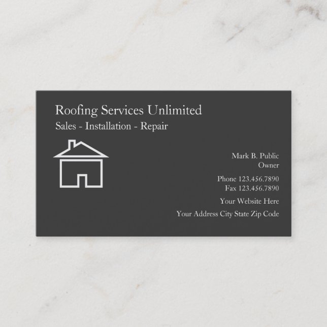 Roofing Construction Business Cards (Front)