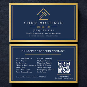Roofing Construction Service QR Code Business Card