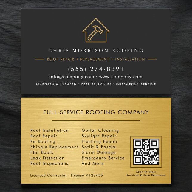 Roofing Construction Services QR Code Business Card (Creator Uploaded)
