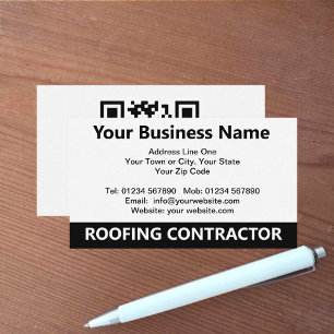 Roofing Contractor QR Code Business Card