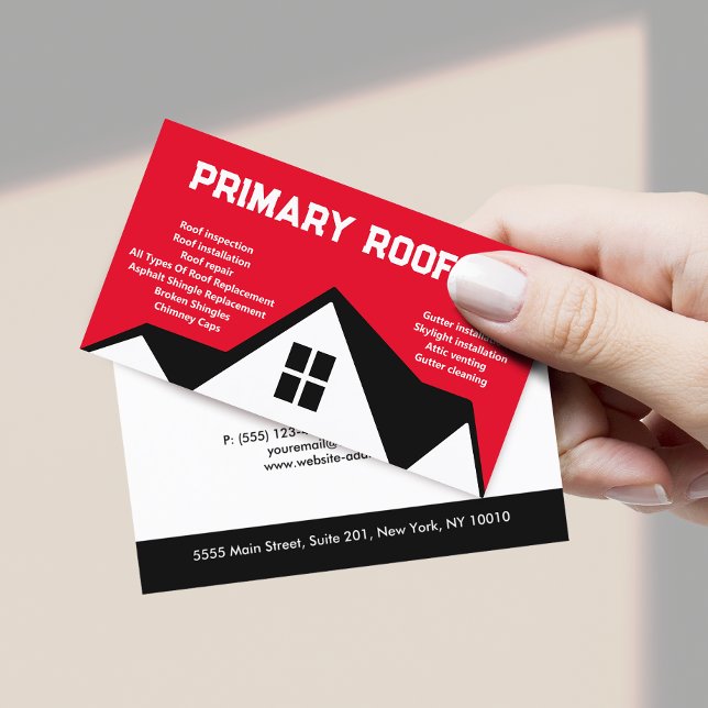 Roofing Contractor |  Roofer Red Business Card (Creator Uploaded)