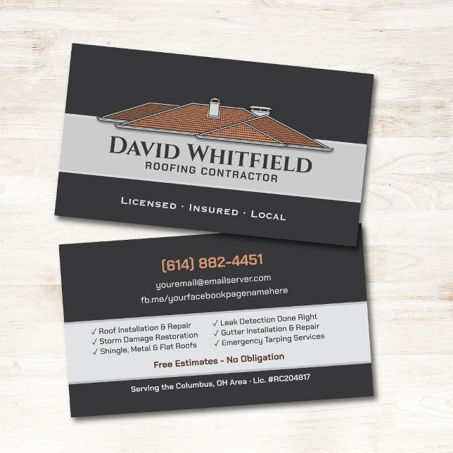 Roofing Contractor - Roofer Services Business Card (Creator Uploaded)