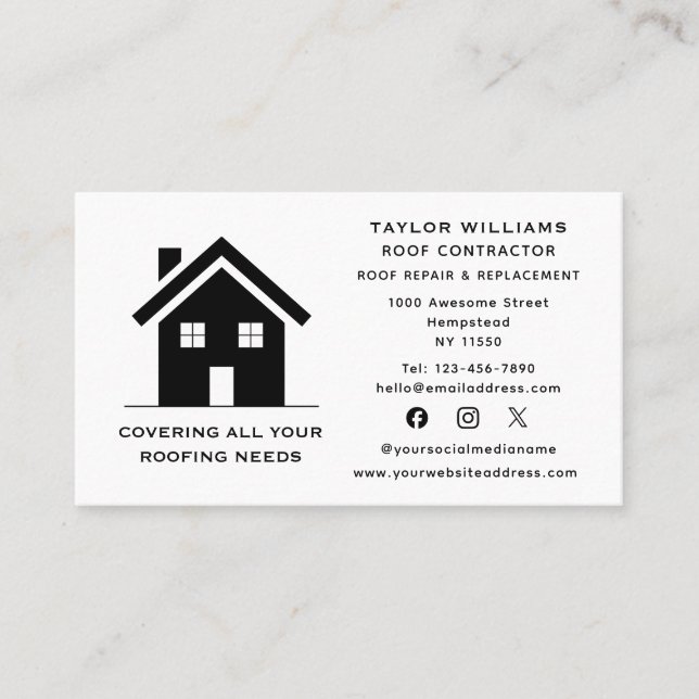 Roofing House Builder Construction Social Media Business Card (Front)