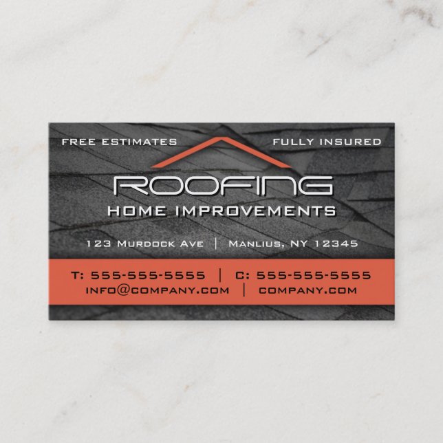 Roofing Professional Business Card Orange (Front)