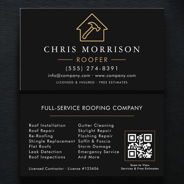 Roofing Roofer Contractor QR Code Business Card (Creator Uploaded)