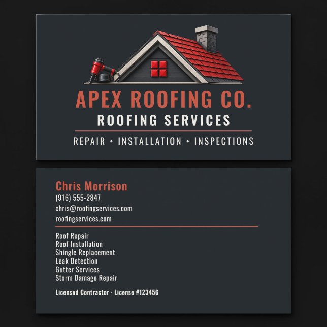 Roofing Roofer Professional Services Business Card (Creator Uploaded)