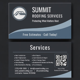 Roofing Roofer QR Code Professional  Business Card