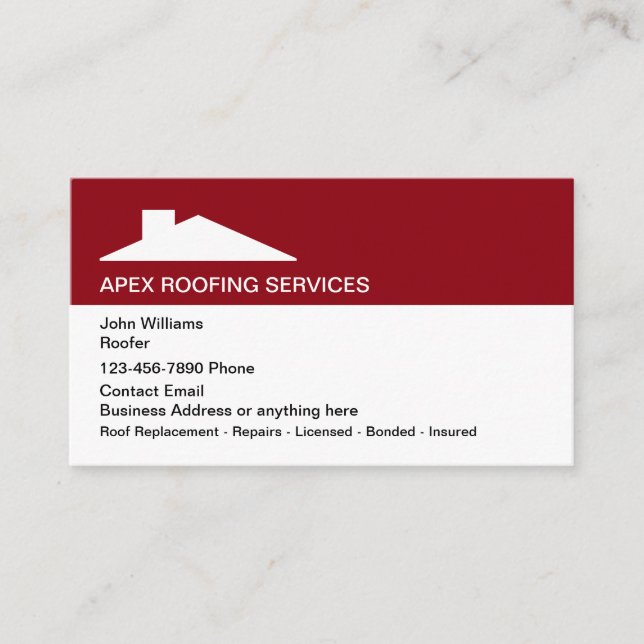 Roofing Service Modern Simple Business Cards (Front)