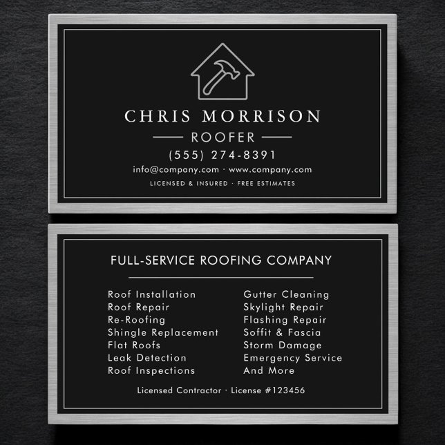 Roofing Service Roofer House Hammer Professional Business Card (Creator Uploaded)
