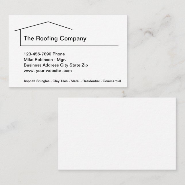 Roofing Services Professional Roofer Business Card (Front/Back)