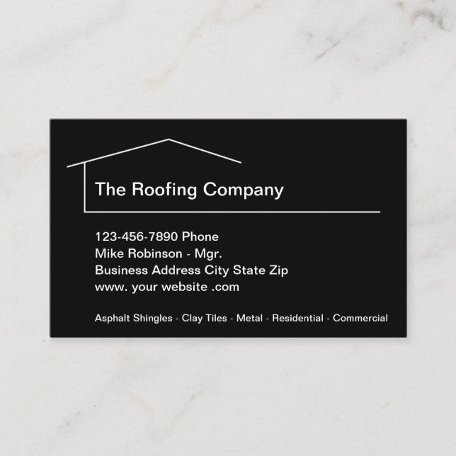 Roofing Services Professional Roofer Business Card (Front)