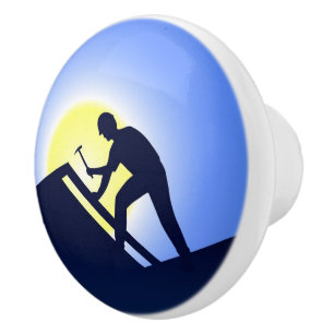 Roofing Worker Ceramic Knob