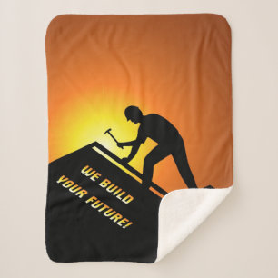 Roofing Worker Sherpa Blanket