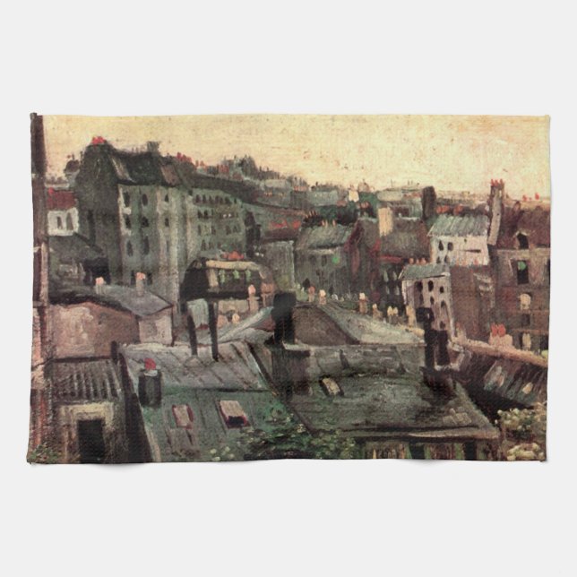 Roofs and Backs of Houses by Vincent van Gogh Tea Towel (Horizontal)