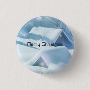 Roofs Covered with Glittering Snow 3 Cm Round Badge