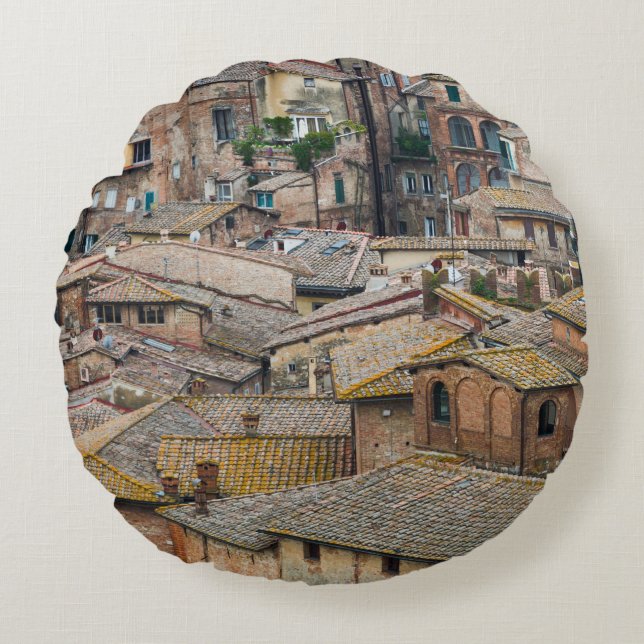 Roofs in Siena round throw pillow (Front)