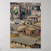 Roofs in Siena vertical poster print