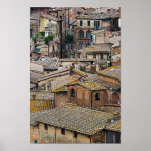 Roofs in Siena vertical poster print