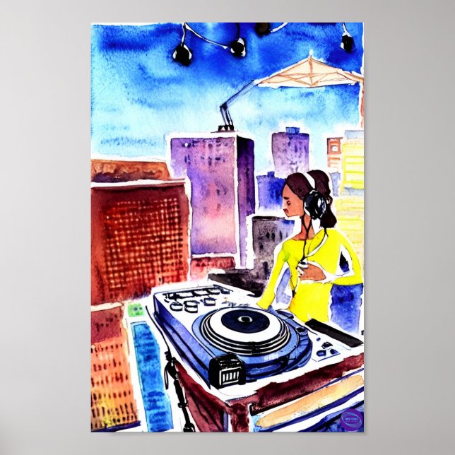 ROOFTOP DJ IN OIL POSTER (Front)
