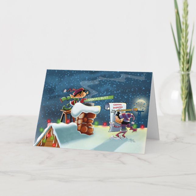 Rooftop Elves Holiday Card (Front)