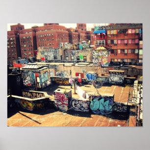 Rooftop Graffiti in Chinatown Poster