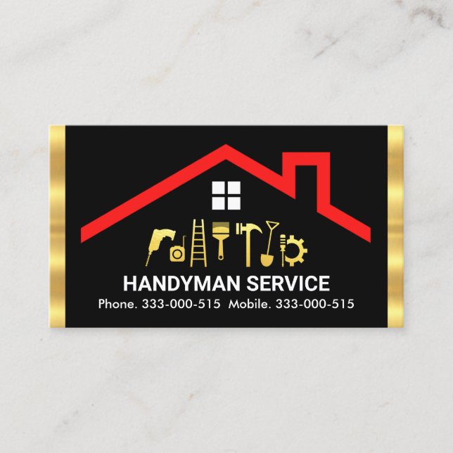 Rooftop Handyman Tools Stripes Business Card (Front)