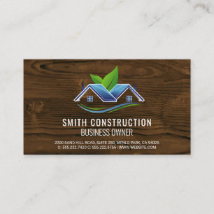 Rooftop Houses Leaves Wood Business Card