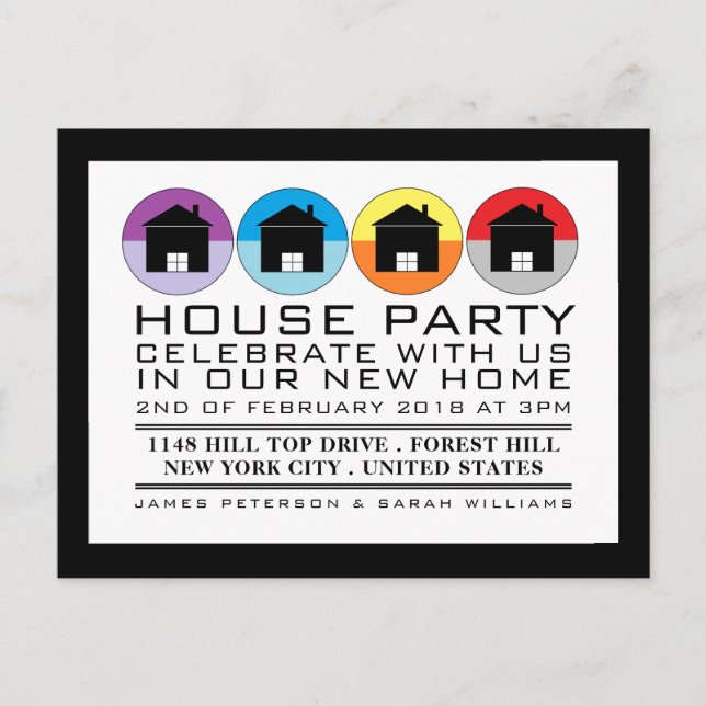 Rooftop Icons, Housewarming Party Invitation Postcard (Front)