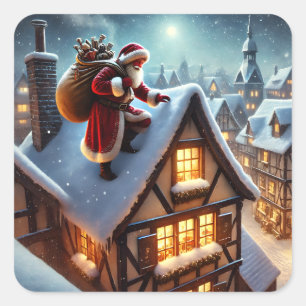 Rooftop Santa Stickers