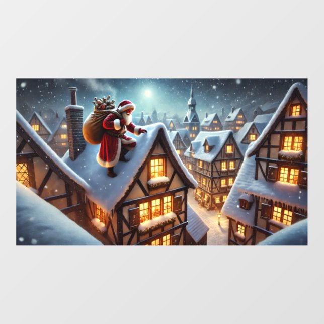 Rooftop Santa Window Cling (Sheet)