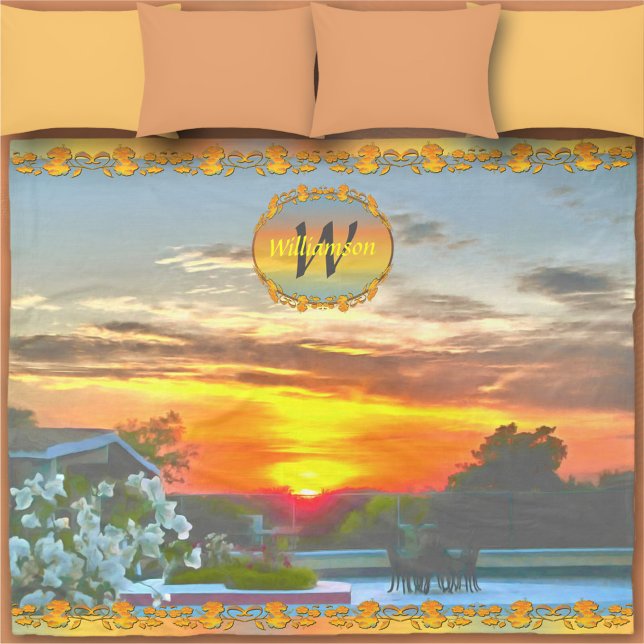 Rooftop Sunset 2295 Fleece Blanket (Creator Uploaded)