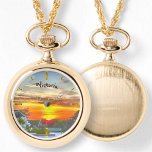 Rooftop Sunset 2295 Necklace Watch<br><div class="desc">Painting "Rooftop Sunset 2295" Collection

Personalise on the product page or click the customise button for more design options.  Designed and created from my painting "Rooftop Sunset 2295" capturing a beautiful rooftop sunset at the Plaza Marina in Puerto Vallarta,  Mexico.  Matching products are available in this collection.</div>