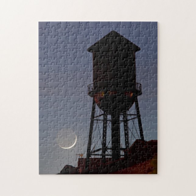 Rooftop Water Tower | Crescent Moon New Jersey Jigsaw Puzzle (Vertical)