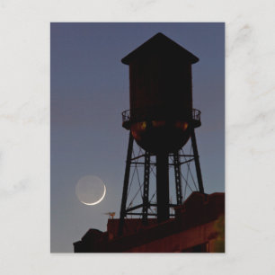 Rooftop Water Tower Crescent Moon New Jersey Postcard