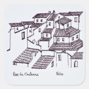 Rooftops of Rue de Chateaux Nice, France Square Sticker