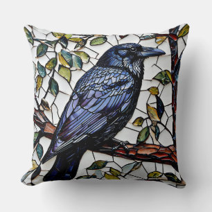 Rook bird mosaic art cushion