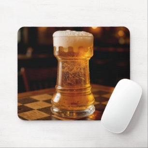 Rook Chess Piece Beer Glass Mouse Pad