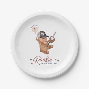 Rookie 1st Birthday Bear Paper Plate