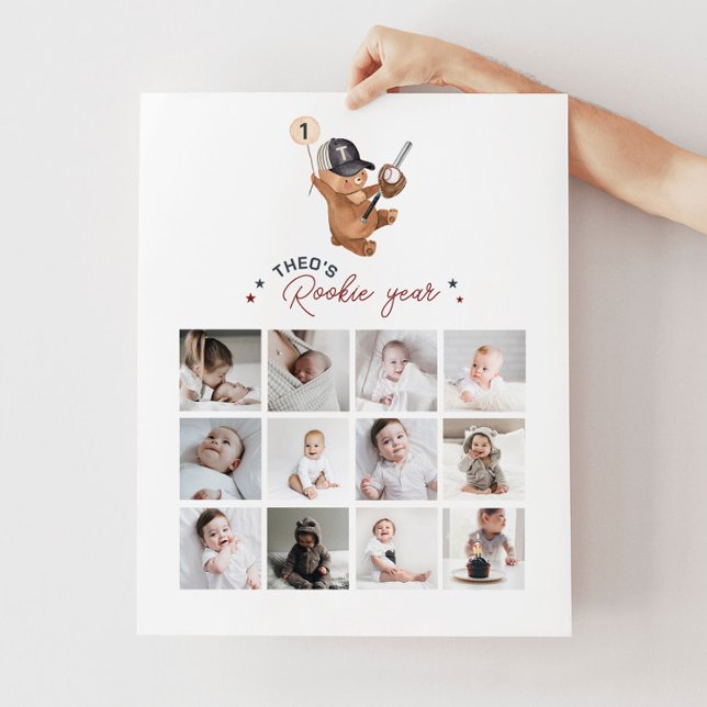 Rookie 1st Birthday Bear - Photo Collage Poster (Rookie 1st Birthday Bear - Photo Collage Poster)