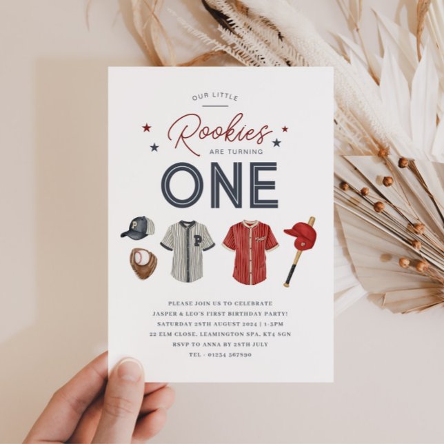 Rookie 1st Birthday Twins - One Invitation (Rookie 1st Birthday Twins - One Invitation)