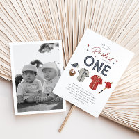Rookie 1st Birthday Twins - One Photo Invitation