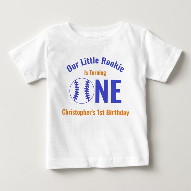 Rookie Baseball 1st Birthday Baby T-Shirt (Front)