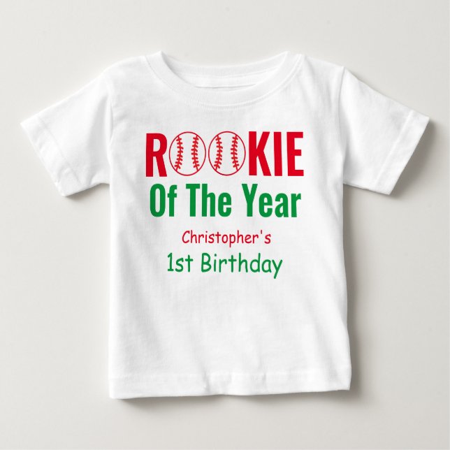 Rookie Baseball 1st Birthday Baby T-Shirt (Front)